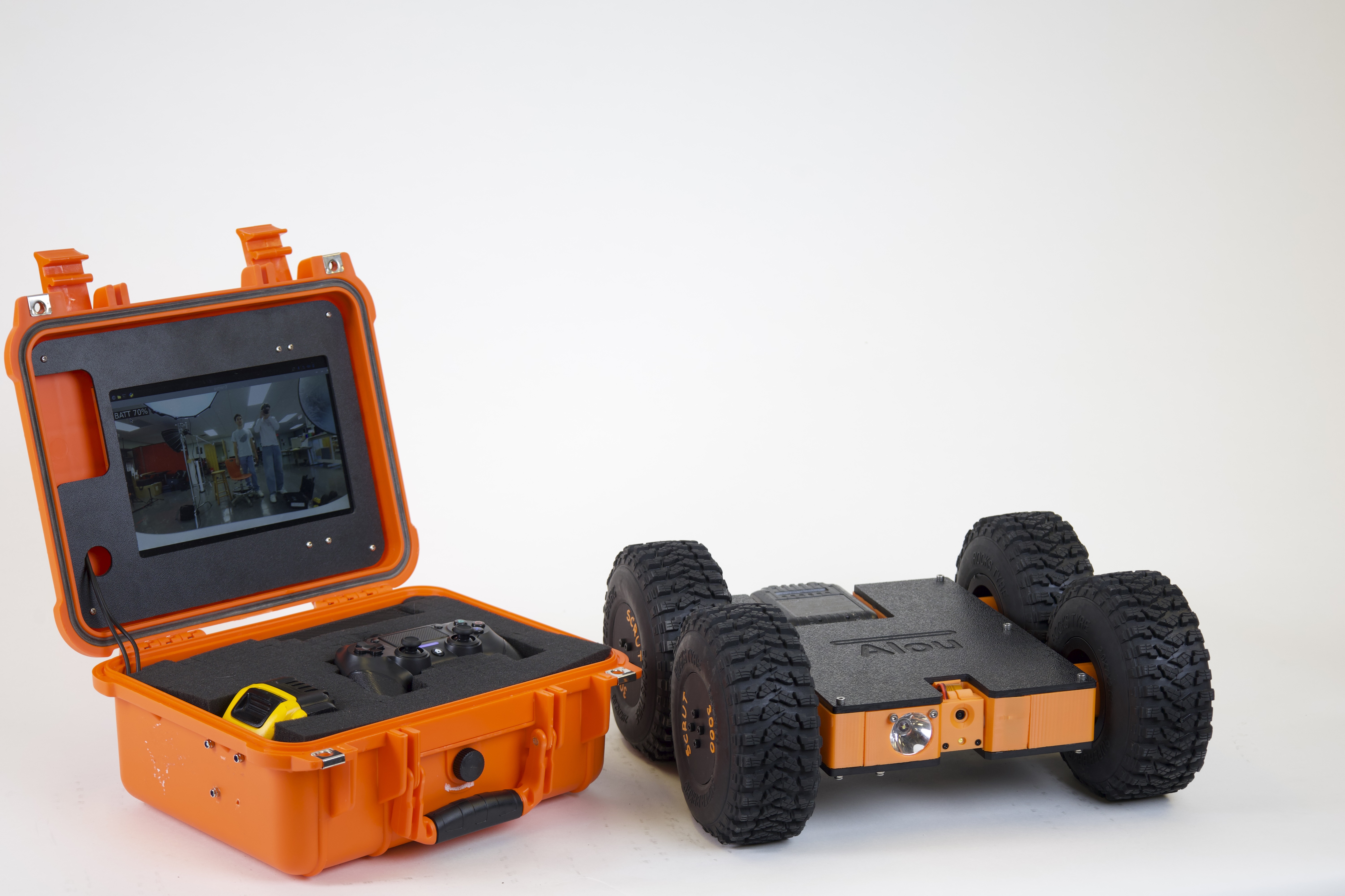 Inspection robot controller case showing live-view screen