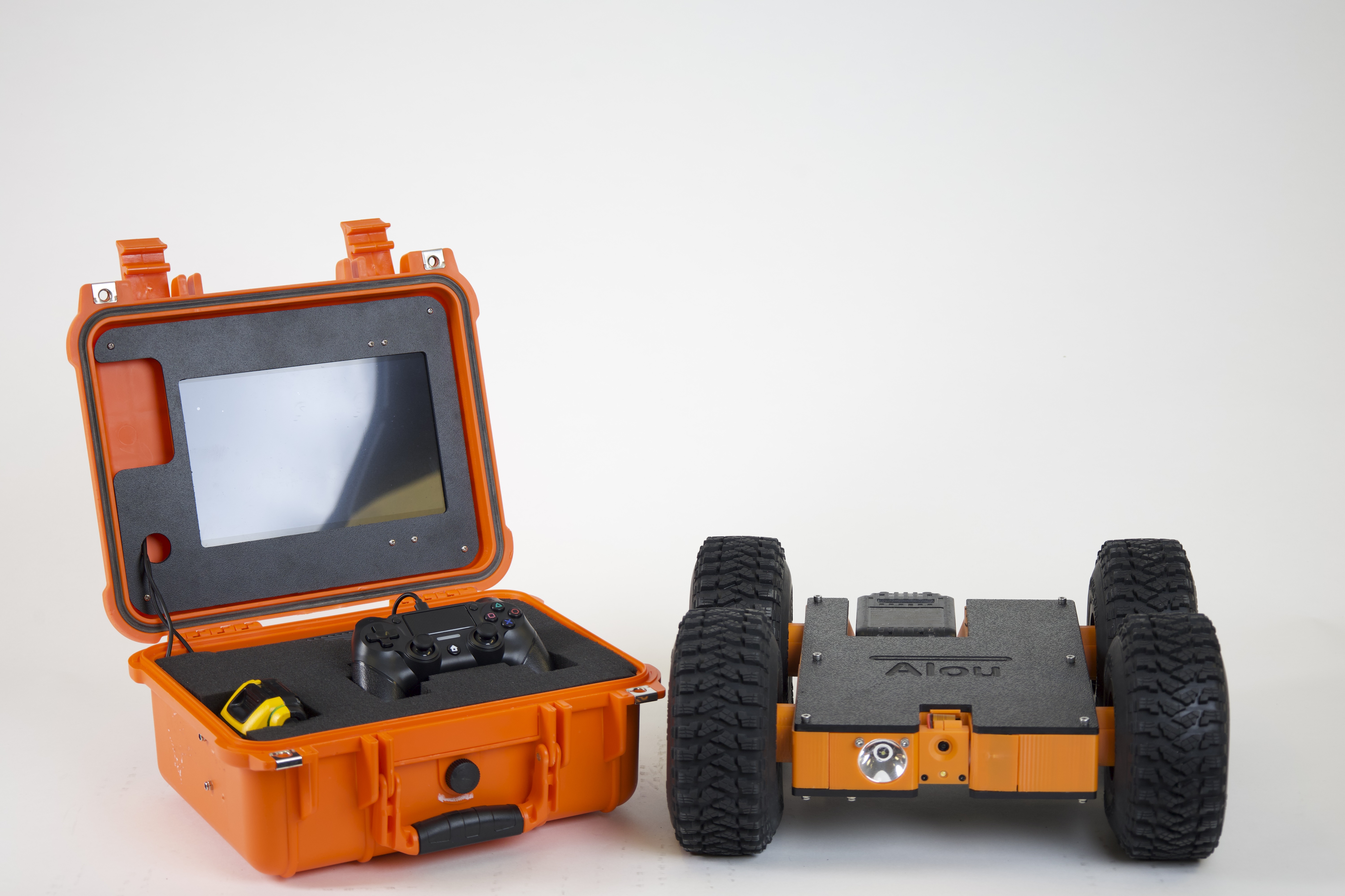 The Scrutinizer crawlspace robot and control case